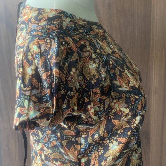 Noir Narcissus Floral Printed Cotton Long Maxi Gown Dress - Picture 6 of 9